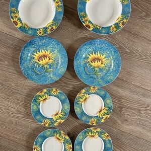 Essex Van Gogh Discontinued Pattern-  Ceramic Dinnerware Set - Blue and Yellow